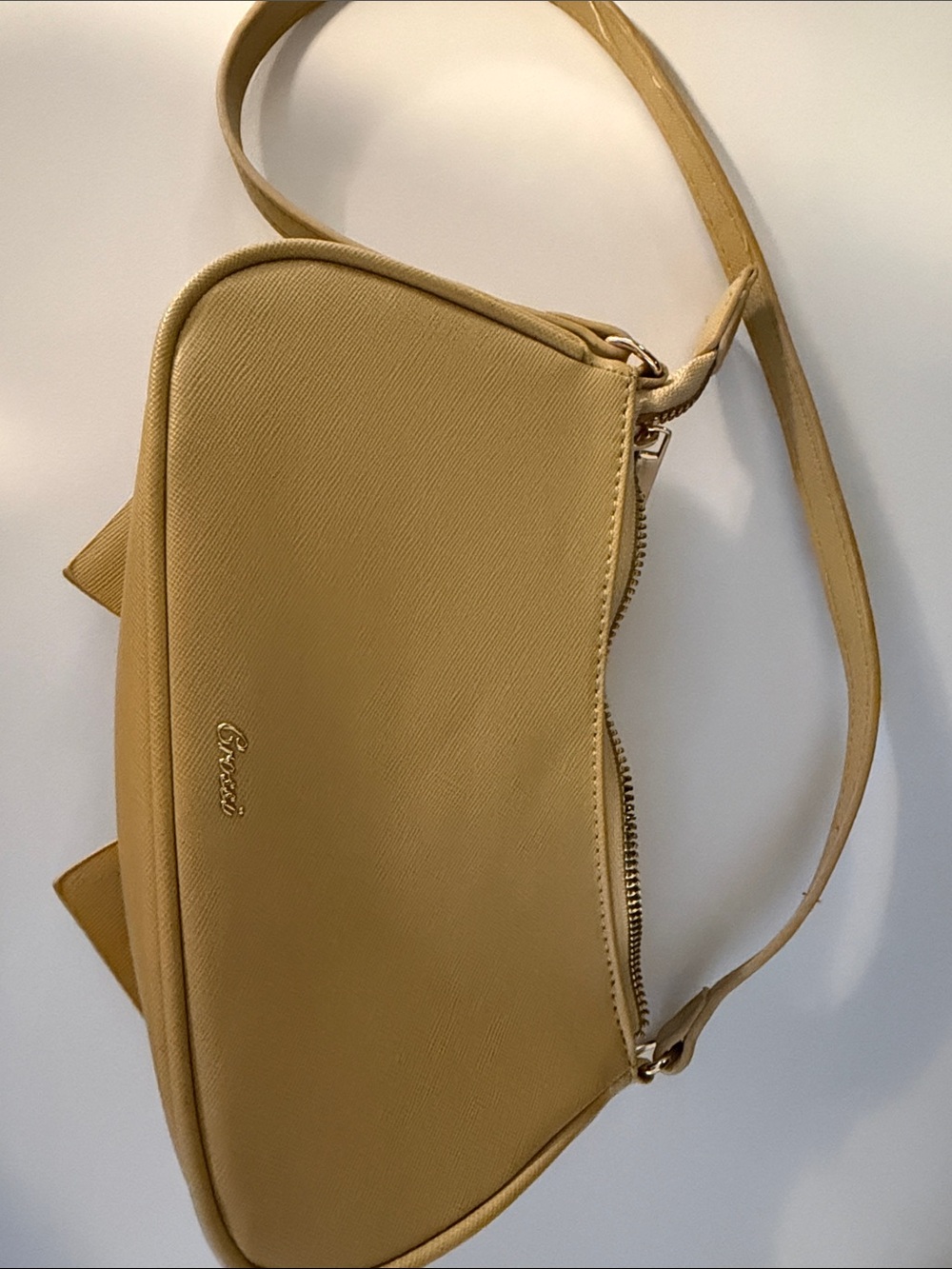 Classic Mustard Yellow Shoulder Bag with Subtle Logo